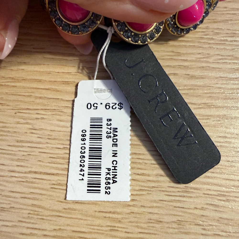 J. Crew Gold-Tone Bracelet with Hot Pink Cabochons - Picture 3 of 6